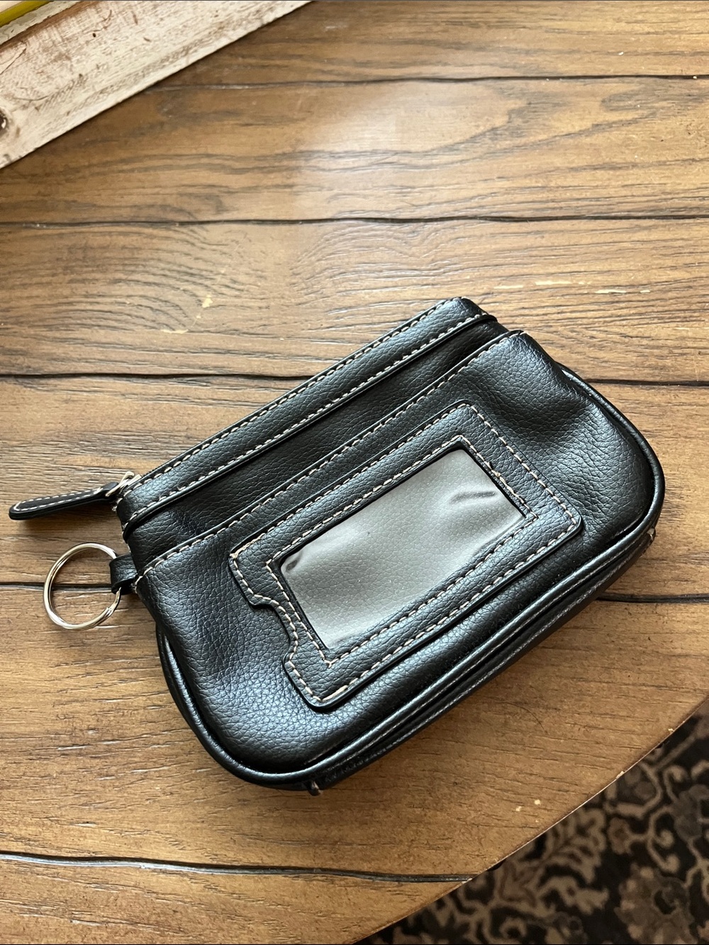 Croft & Barrow Black Leather women's Key Card Wallet Pouch